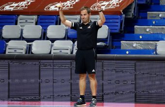 Arbitration support technology being used at the futsal play-off in Malaga, Spain