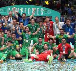 CD BeSoccer UMA Antequera celbrating their Copa del Rey title