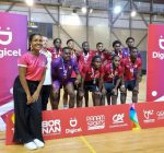 Trinidad and Tobago celebrating their bronze medal at the Caribbean Games