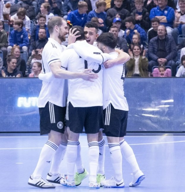 Record crowd of 2,704 spectators watch the German national futsal team defeat Latvia