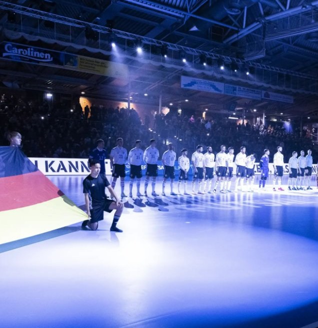 Record crowd of 2,704 spectators watch the German national futsal team defeat Latvia