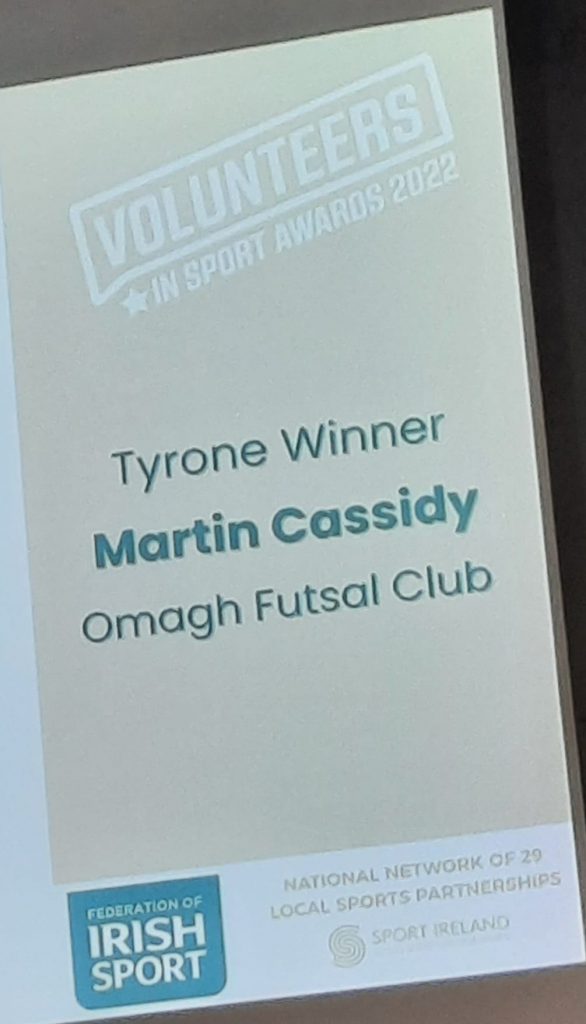 Martin Cassidy, Omagh Futsal Club, Volunteer in Sport Awards for 2022