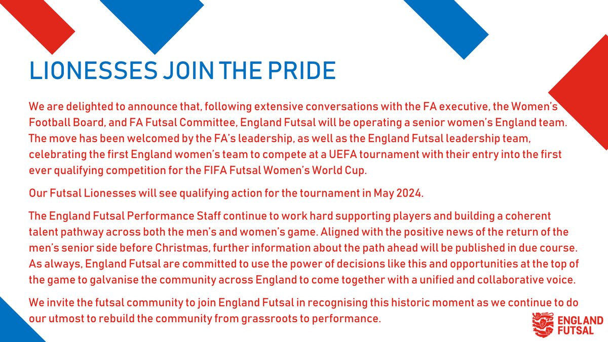 Launch of Women's National Futsal Teams by England, and Norway Marks Historic Milestone