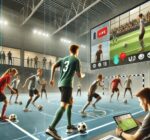 A professional and dynamic image representing the research on video-based training for futsal dribbling skills in U13 athletes.